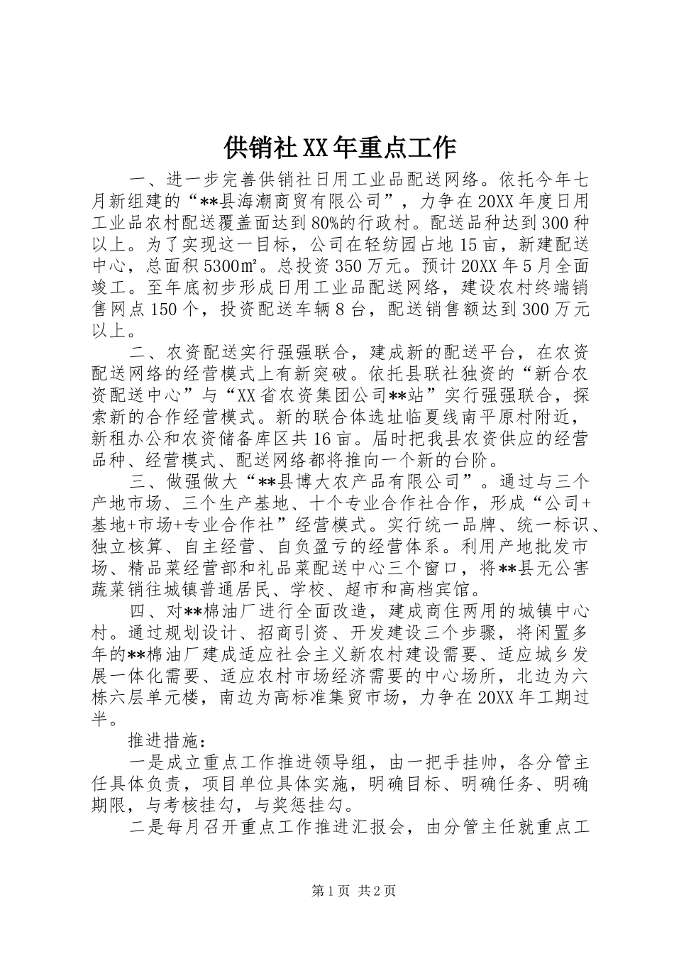 2024年供销社重点工作_第1页