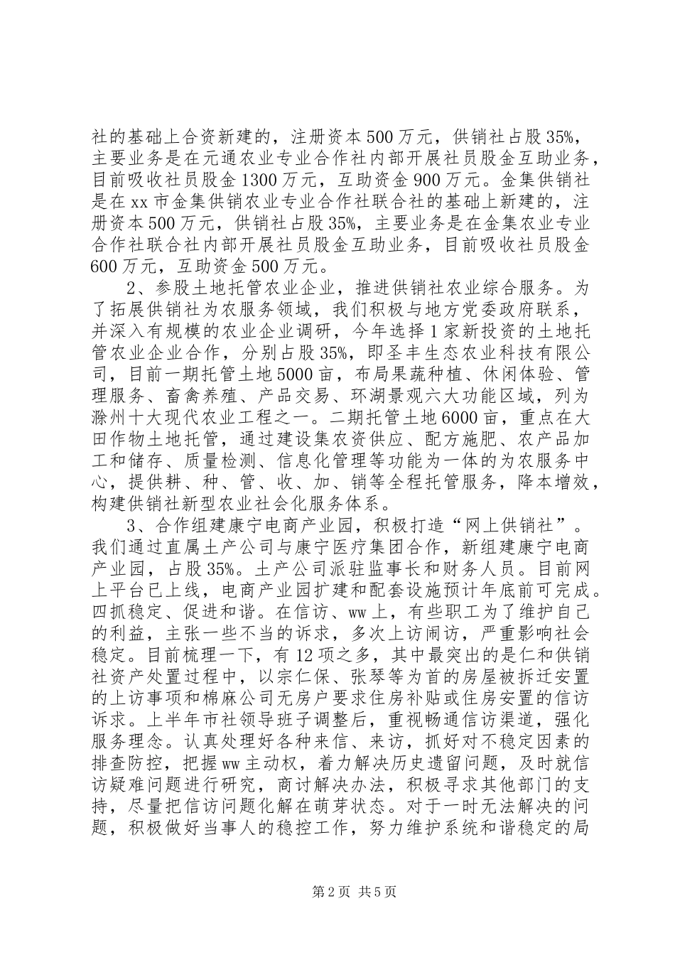 2024年供销作上半年工作总结和下半年工作计划_第2页