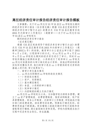 2024年离任经济责任审计报告经济责任审计报告模板