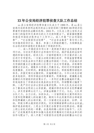 2024年公安局经济犯罪侦查大队工作总结