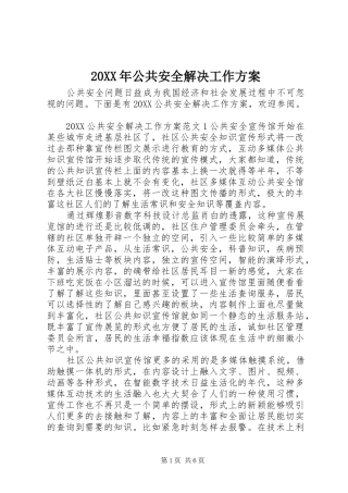 2024年公共安全解决工作方案