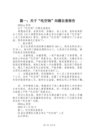 2024年关于吃空饷问题自查报告