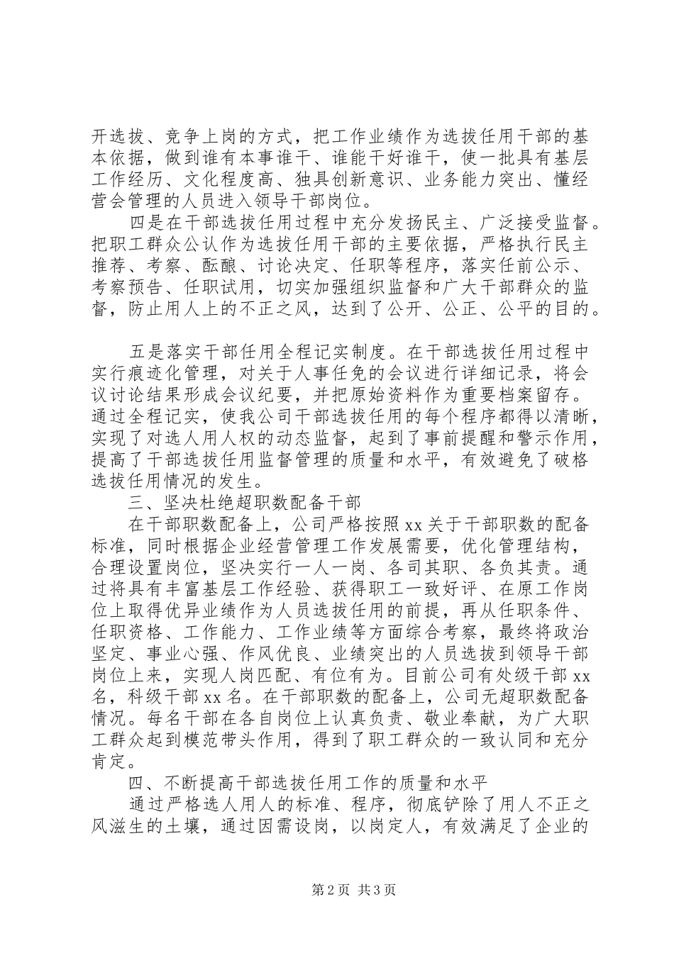 2024年公司党委关于干部队伍建设情况自查报告_第2页