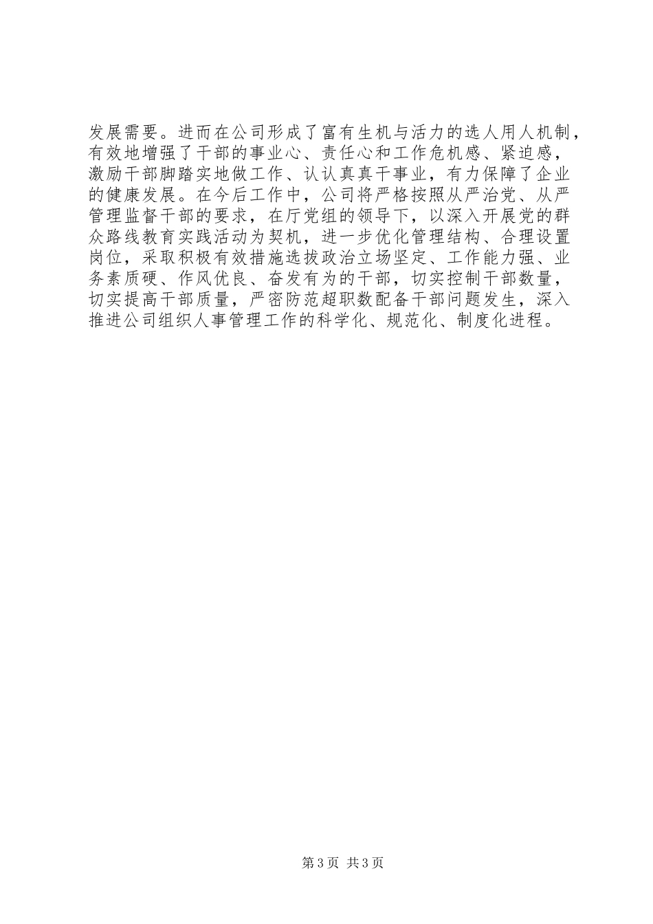 2024年公司党委关于干部队伍建设情况自查报告_第3页