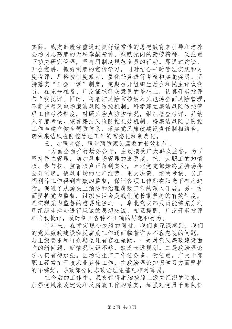 2024年公司党支部党风廉政建设和反腐败工作报告_第2页