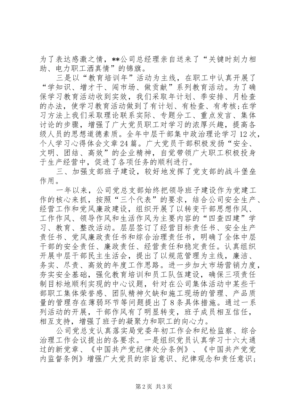 2024年公司党总支年终总结_第2页