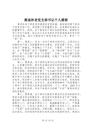 2024年离退休老党支部书记个人感想