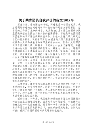 2024年关于共青团员自我评价的范文
