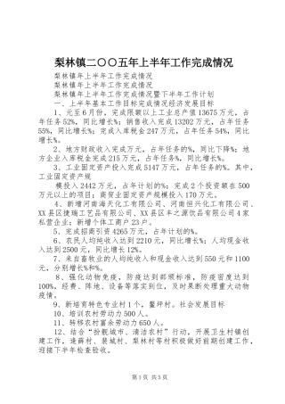 2024年梨林镇二五年上半年工作完成情况