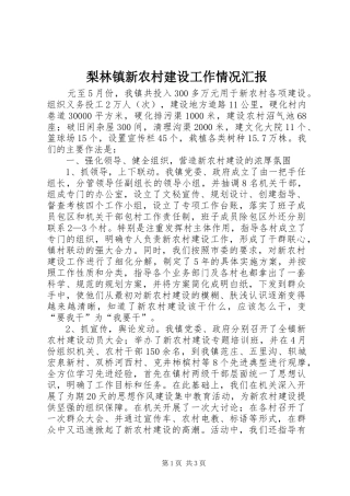 2024年梨林镇新农村建设工作情况汇报