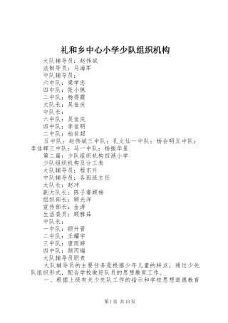 2024年礼和乡中心小学少队组织机构