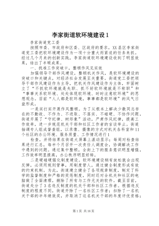 2024年李家街道软环境建设
