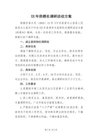 2024年供销社调研活动方案
