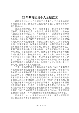 2024年共青团员个人总结范文