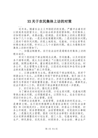 2024年关于农民集体上访的对策