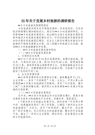 2024年关于发展乡村旅游的调研报告