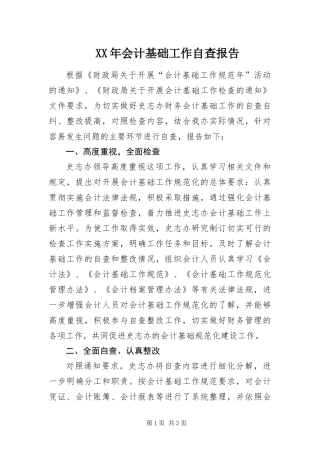 2024年会计基础工作自查报告