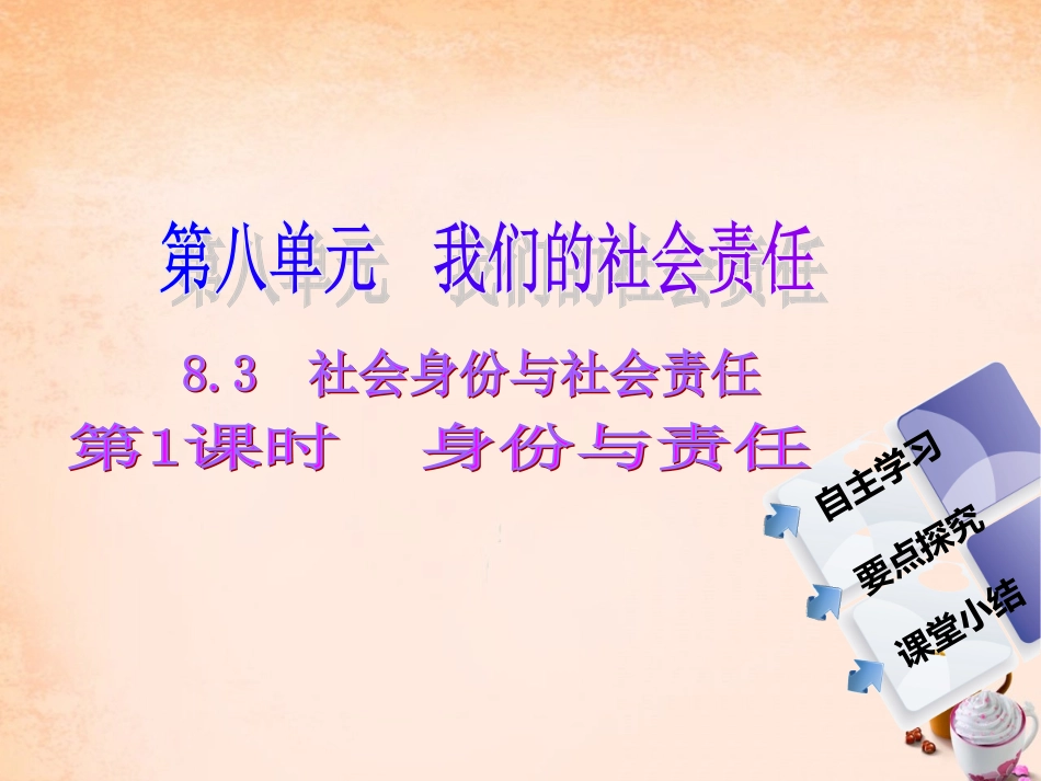 -八年级政治下册 第八单元 第三课 社会身份与责任 第1课时 身份与责任同步课件 粤教版-粤教级下册政治课件_第1页