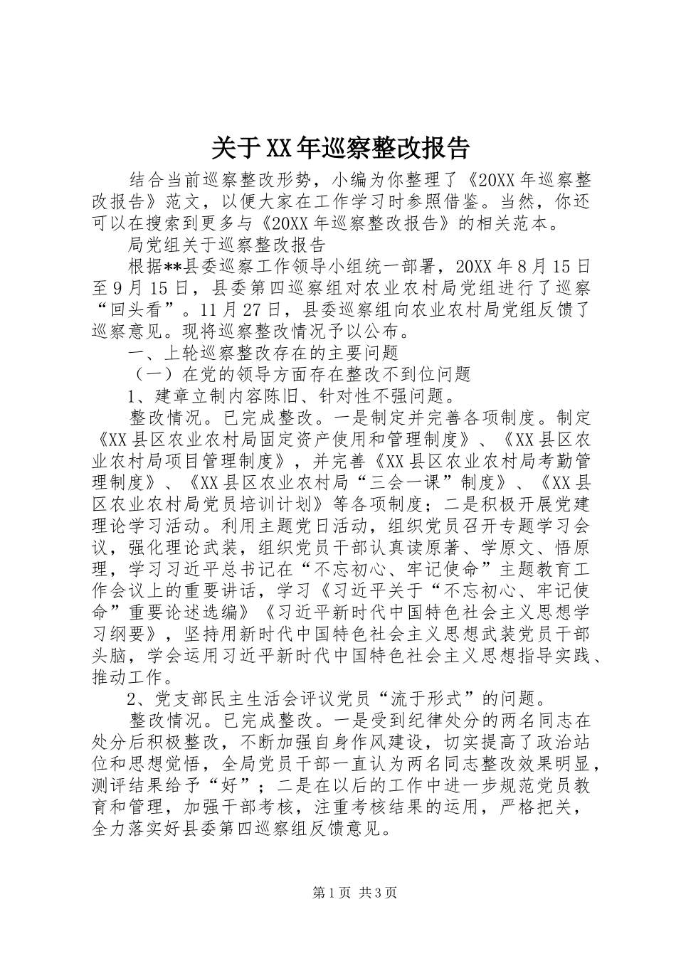 2024年关于巡察整改报告_第1页