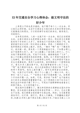 2024年交通安全学习心得体会做文明守法的好少年