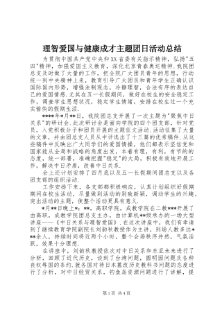 2024年理智爱国与健康成才主题团日活动总结