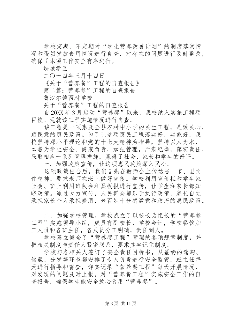 2024年关于营养餐工程的自查报告_第3页