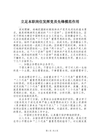 2024年立足本职岗位发挥党员先锋模范作用