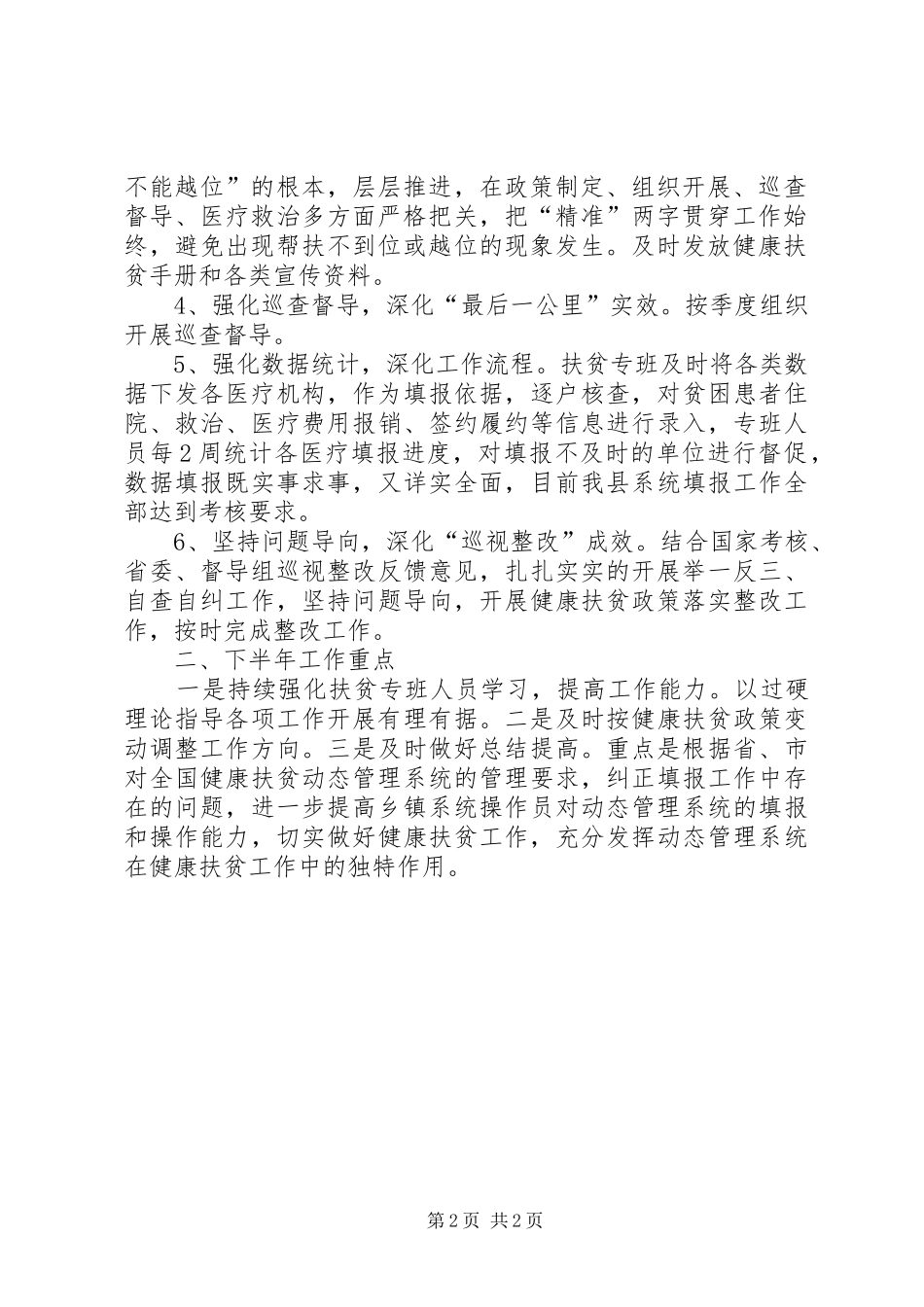 2024年健康扶贫专班上半年度工作总结暨下半年重点工作计划_第2页