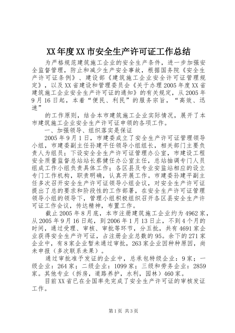 2024年年度市安全生产许可证工作总结_第1页