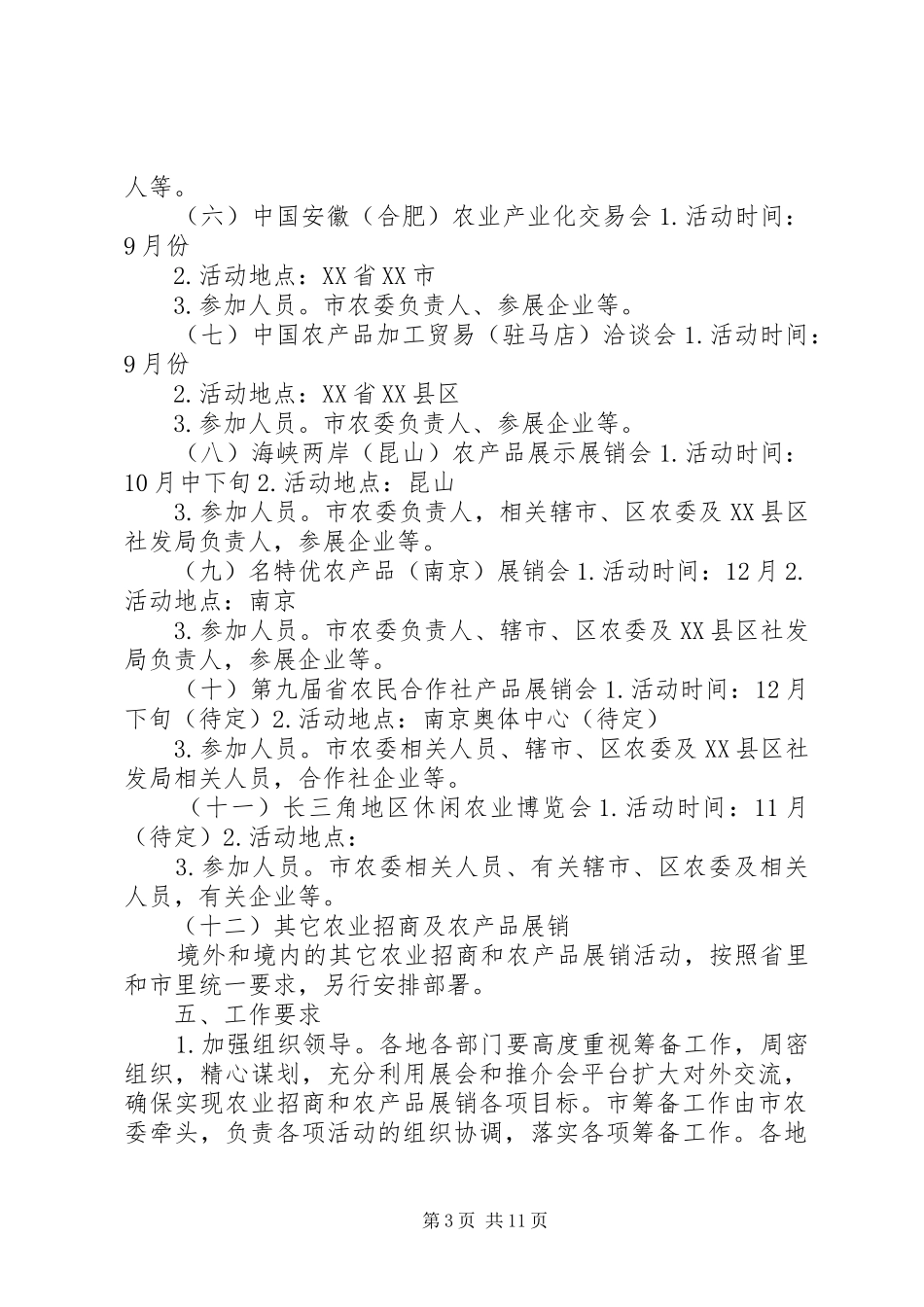 2024年农产品展销及招商工作方案_第3页