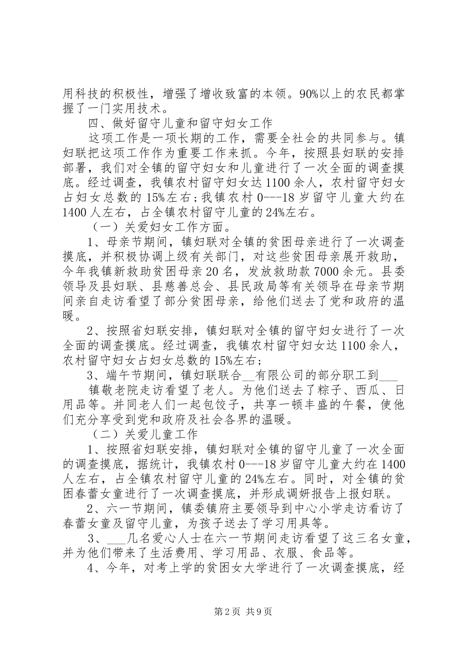 2024年农村妇联工作总结范文大全_第2页