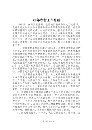 2024年农村工作总结