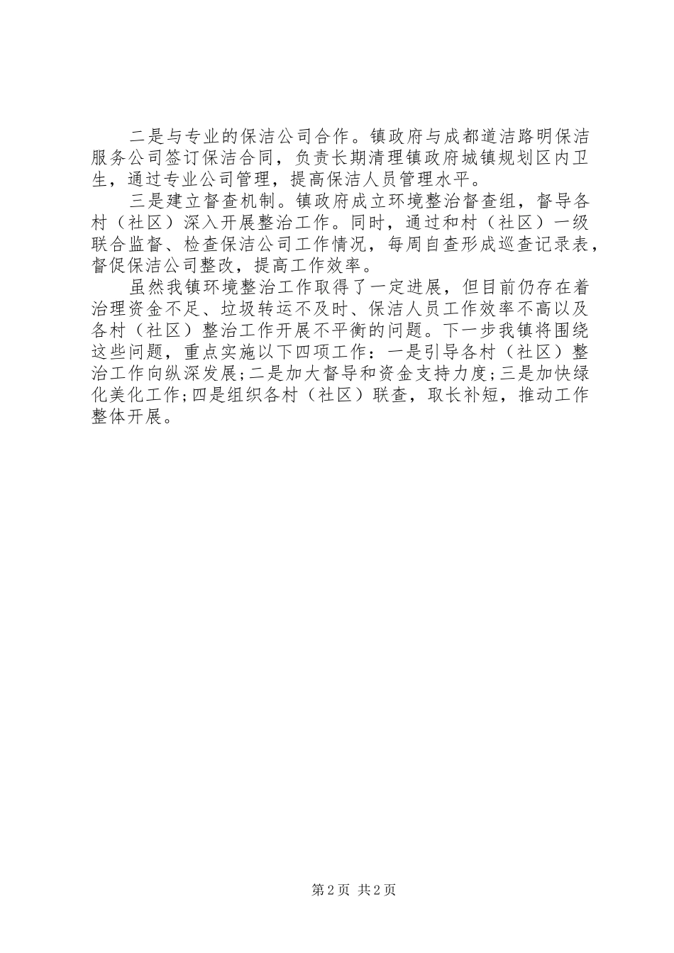 2024年农村区域环境综合治理工作总结_第2页
