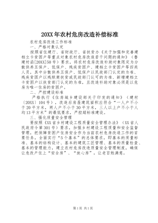 2024年农村危房改造补偿标准