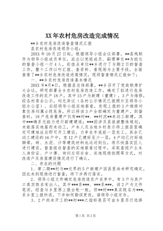 2024年农村危房改造完成情况