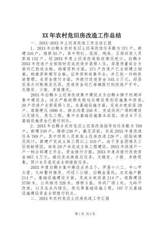 2024年农村危旧房改造工作总结