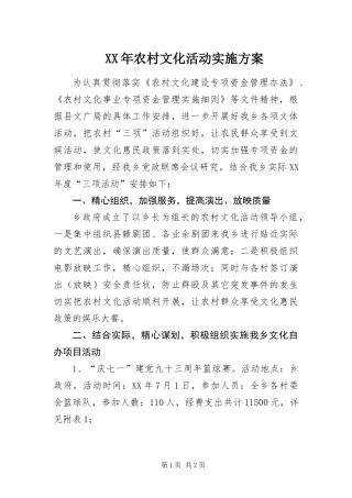 2024年农村文化活动实施方案