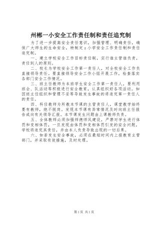 2024年州郴一小安全工作责任制和责任追究制