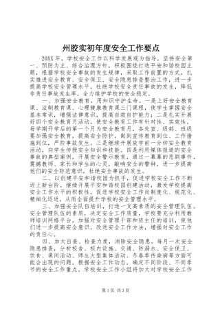 2024年州胶实初年度安全工作要点