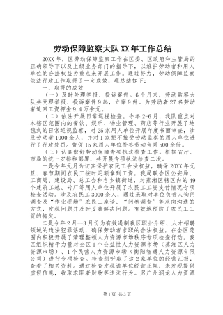 2024年劳动保障监察大队工作总结