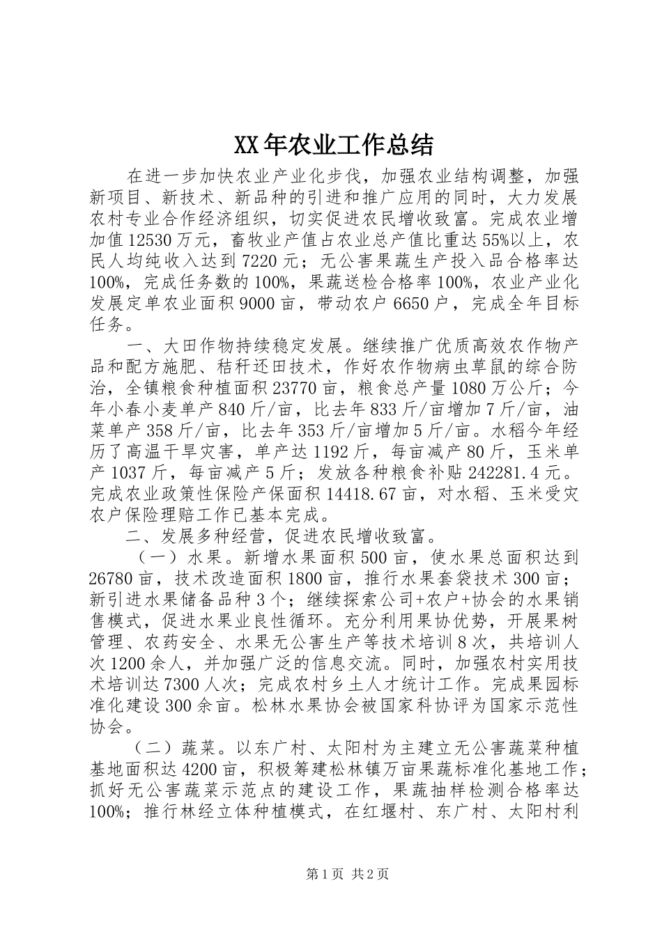 2024年农业工作总结_第1页
