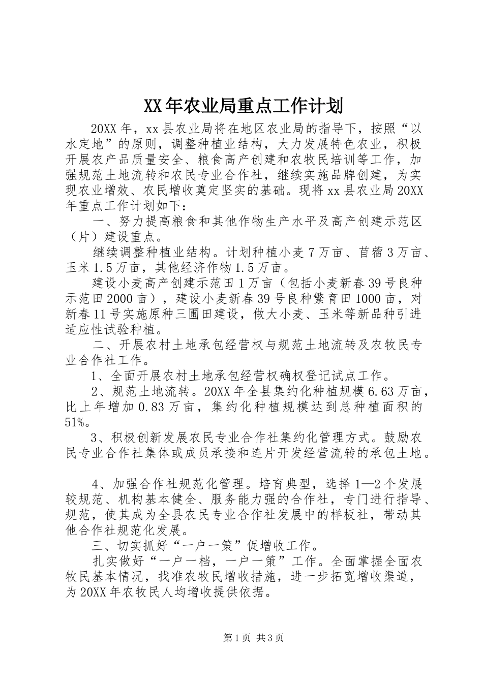 2024年农业局重点工作计划_第1页