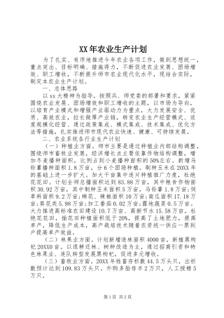 2024年农业生产计划