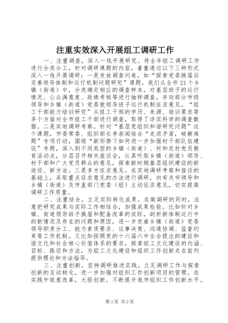 2024年注重实效深入开展组工调研工作