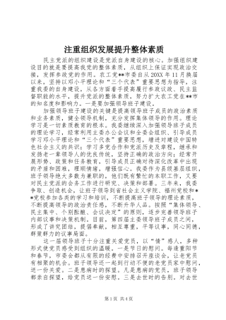 2024年注重组织发展提升整体素质