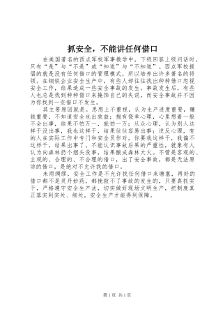 2024年抓安全，不能讲任何借口