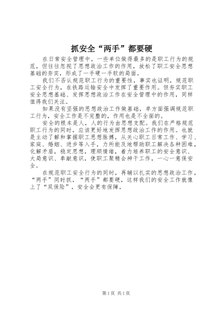 2024年抓安全两手都要硬