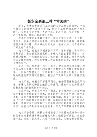 2024年抓安全要治五种常见病