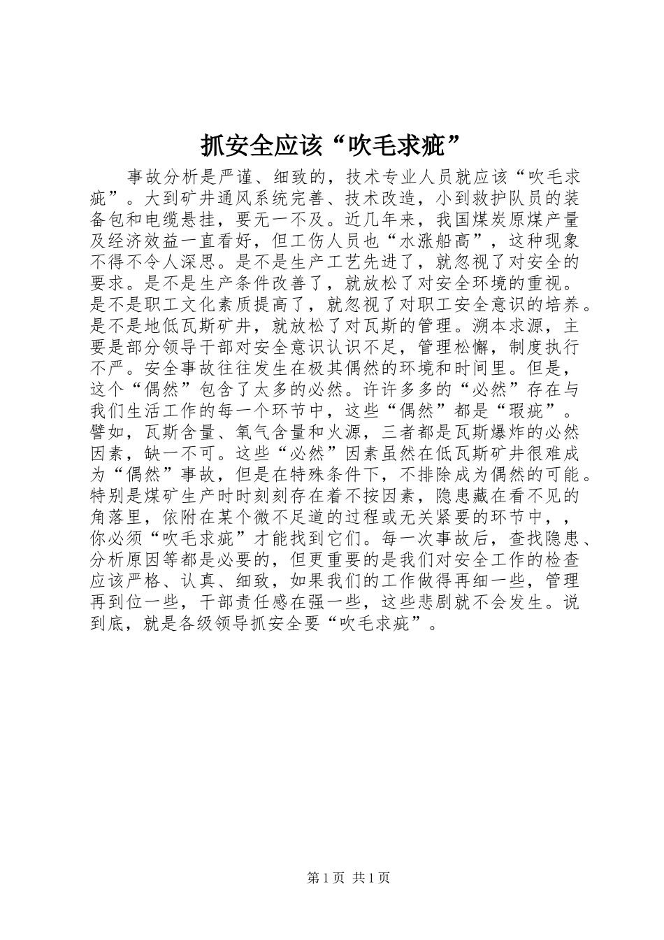 2024年抓安全应该吹毛求疵_第1页