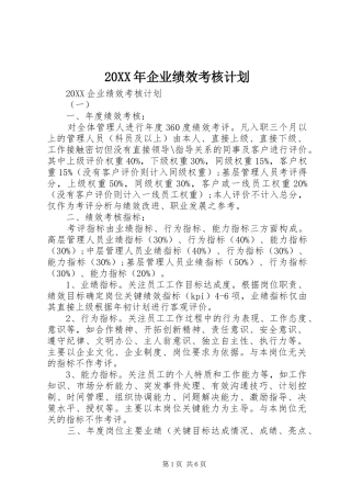 2024年企业绩效考核计划